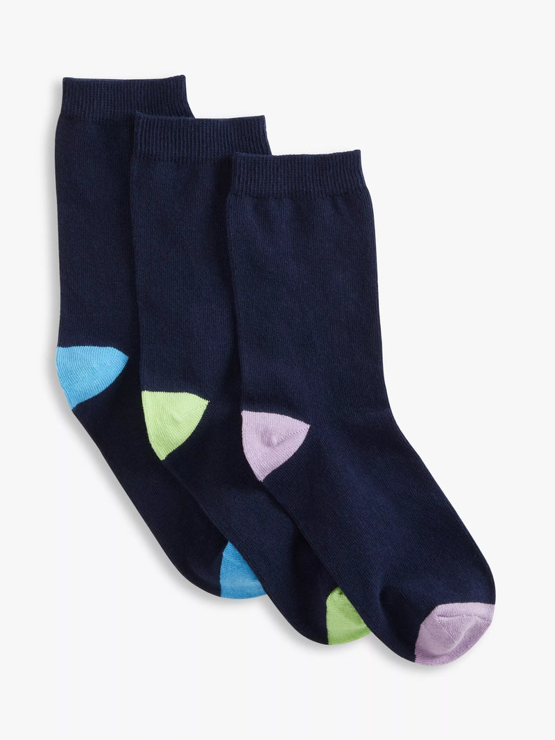 John Lewis organic cotton socks 3-pack navy (British brand)
