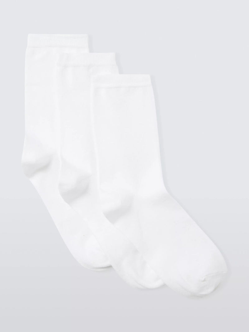 John Lewis ankle socks pack of 3 white, imported from the UK