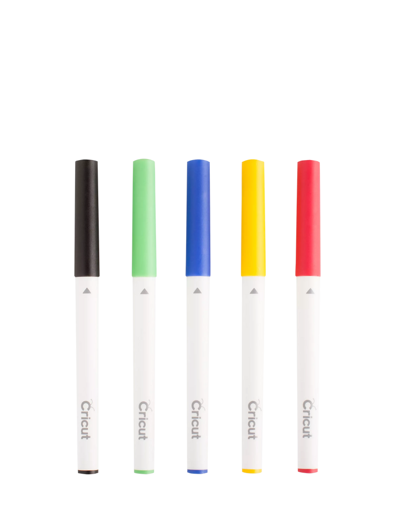 Cricut Fine Pens pack of 5 in red yellow green blue black (British brand)