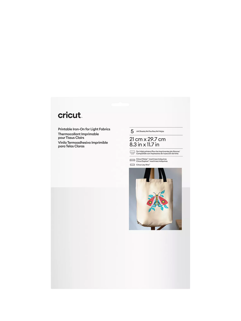 Cricut Printable Iron-On for Light Fabrics A4 Pack of 5, UK version
