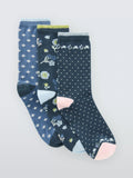 John Lewis Eden Floral Ankle Socks pack of 3 Blue Multi (British brand)