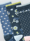 John Lewis Eden Floral Ankle Socks pack of 3 Blue Multi (British brand)