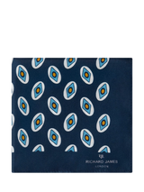 John Lewis Richard James London Patterned Silk Pocket Square, Navy/Sky- Buy online at McGrocer
