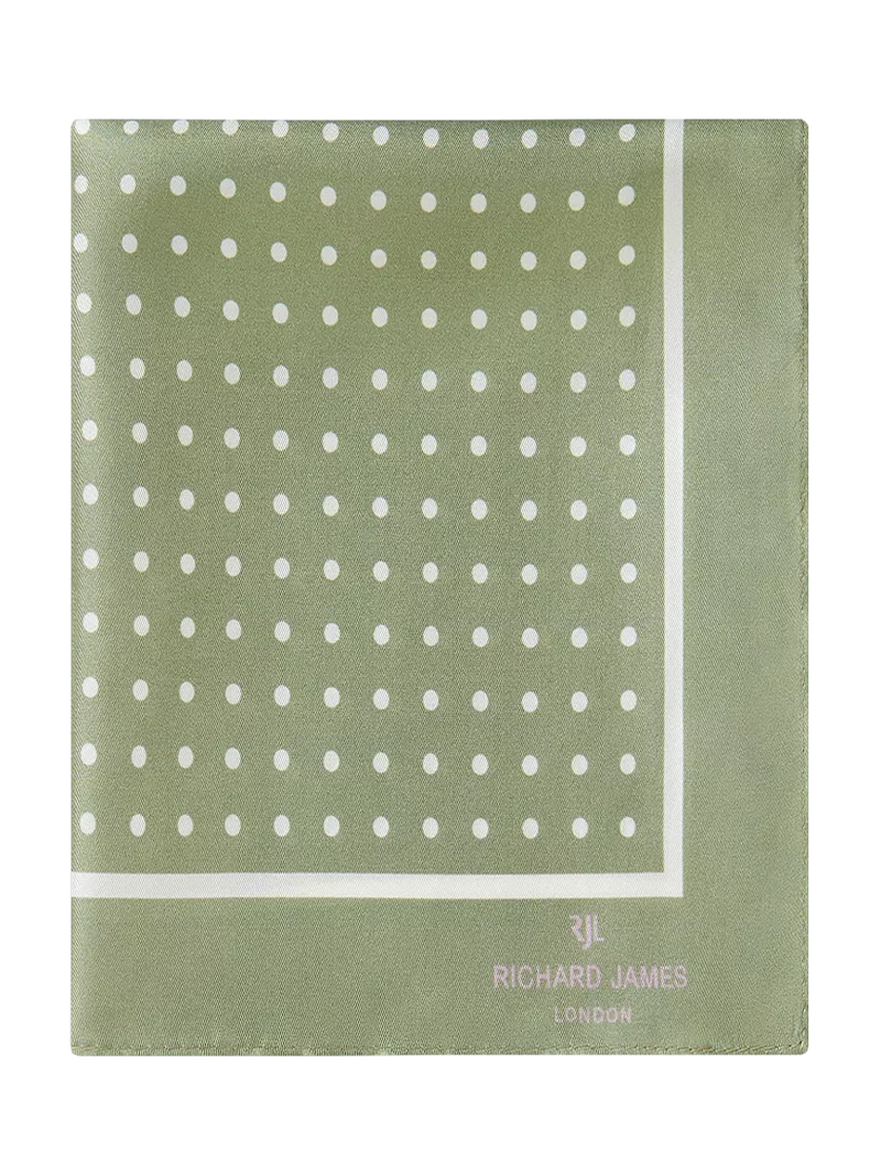 Richard James London silk pocket square polka dot, imported from the UK