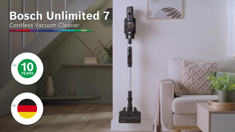 Bosch Unlimited 7 cordless vacuum cleaner in black, imported from the UK
