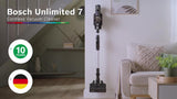 Bosch Unlimited 7 cordless vacuum cleaner in black, imported from the UK