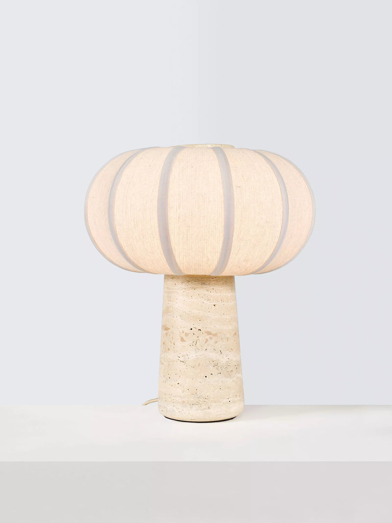 John Lewis travertine pumpkin table lamp stone base - British product