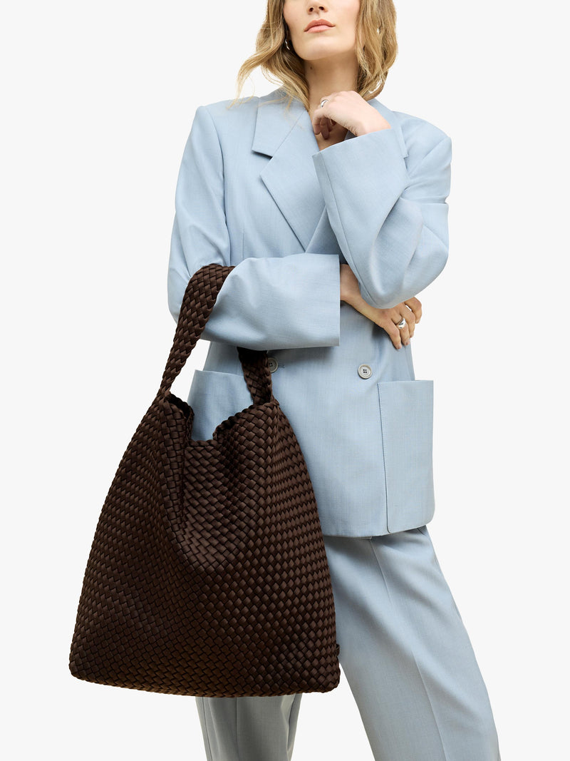 NAGHEDI Nomad Large Hobo Bag in chocolate, UK version