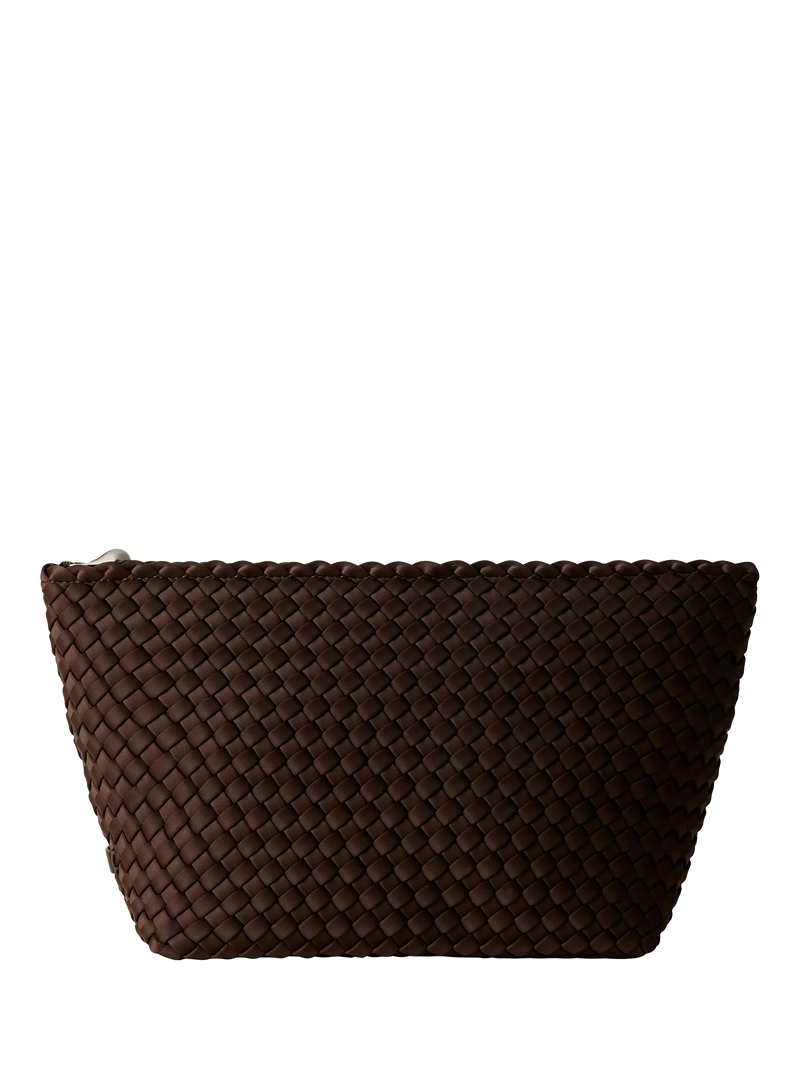 NAGHEDI Portofino large cosmetic pouch in chocolate, imported from the UK
