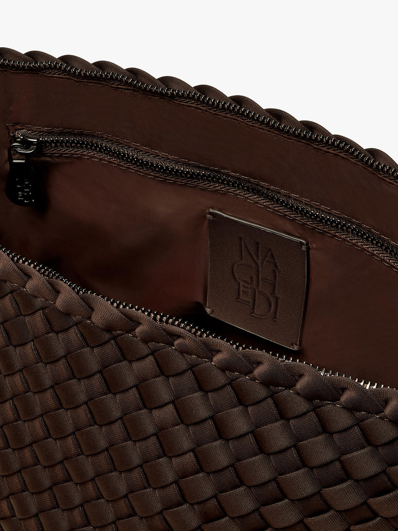 NAGHEDI Portofino large cosmetic pouch in chocolate, imported from the UK