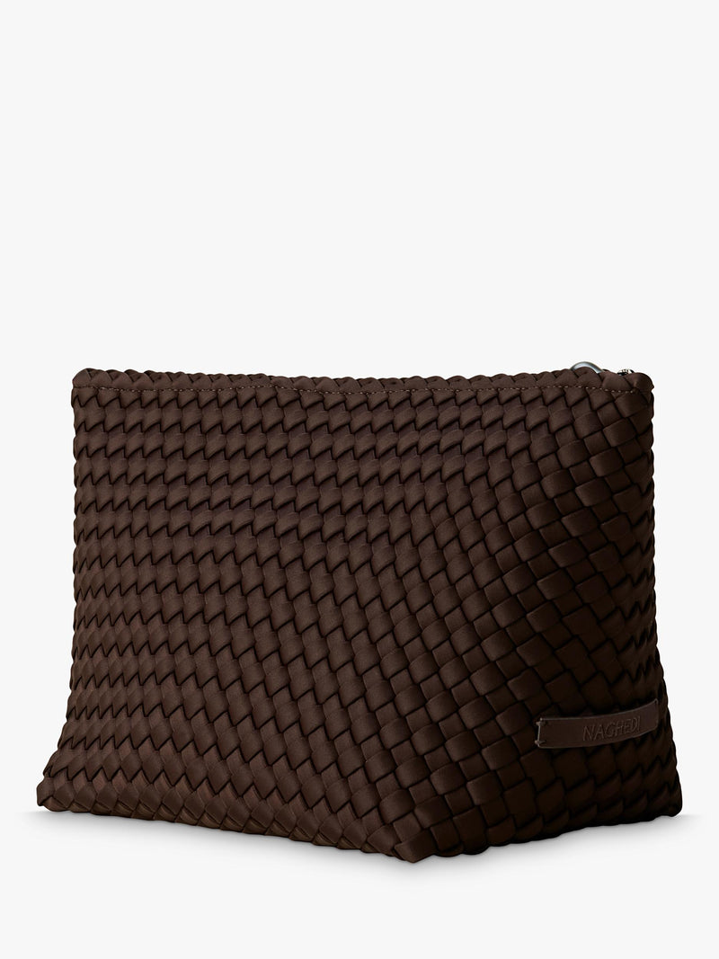 NAGHEDI Portofino large cosmetic pouch in chocolate, imported from the UK