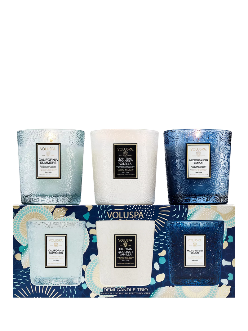 Voluspa coastal scented candle gift set, imported from the UK