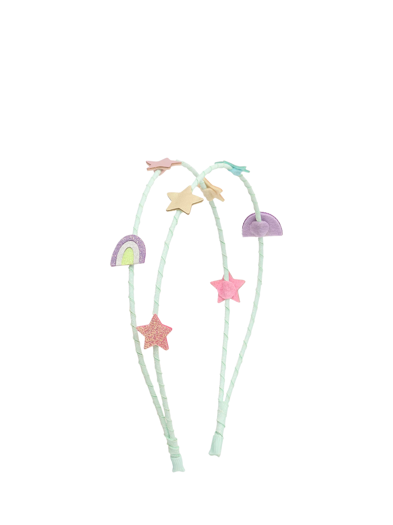 Mimi & Lula rainbow star double Alice headband turquoise, UK version