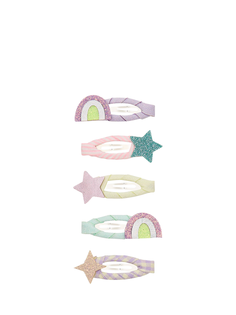 Mimi & Lula mini hair clips rainbow and star pack of 5, imported from the UK