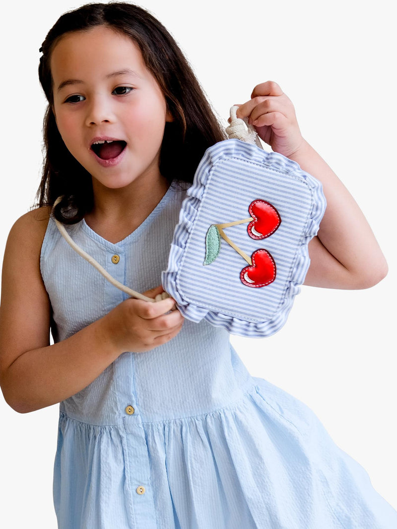 Mimi & Lula striped cherry bag blue, imported from the UK