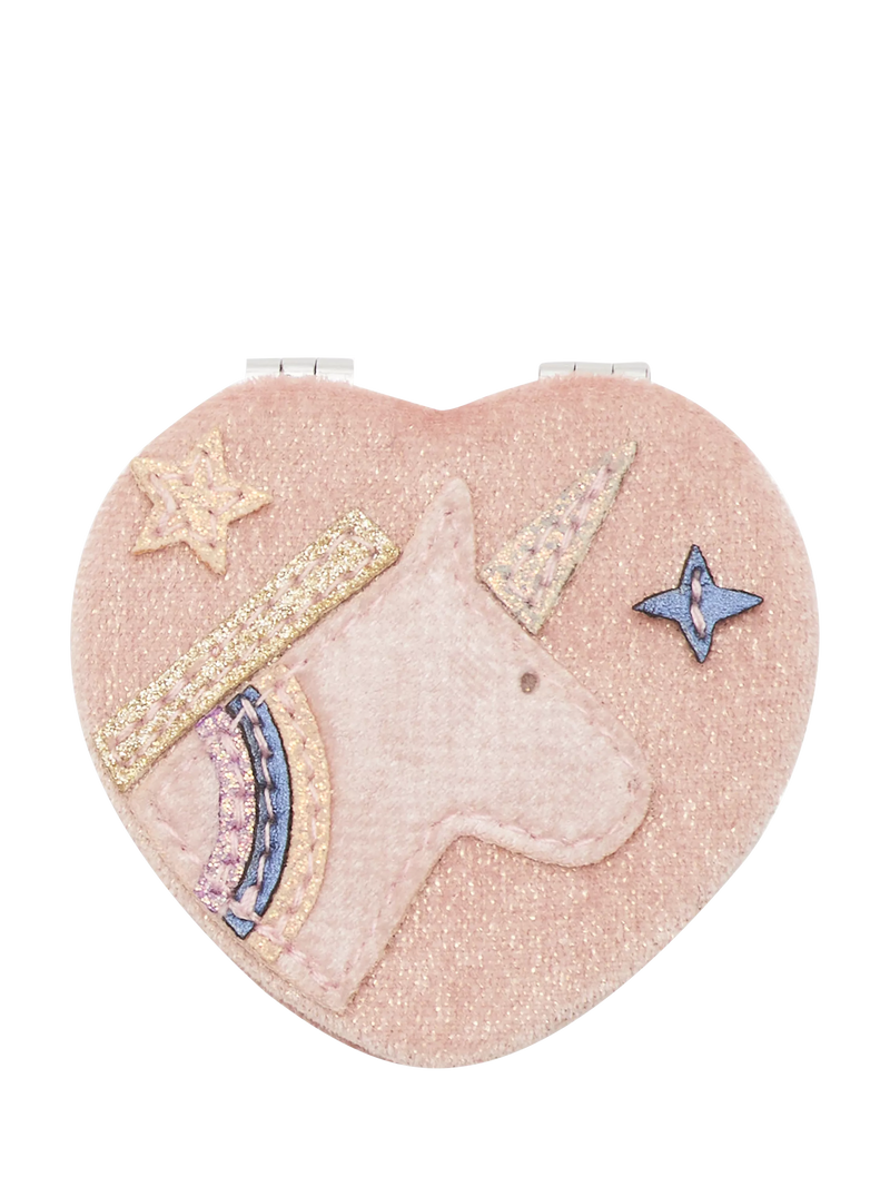 Mimi & Lula pink heart unicorn pocket mirror (British brand)
