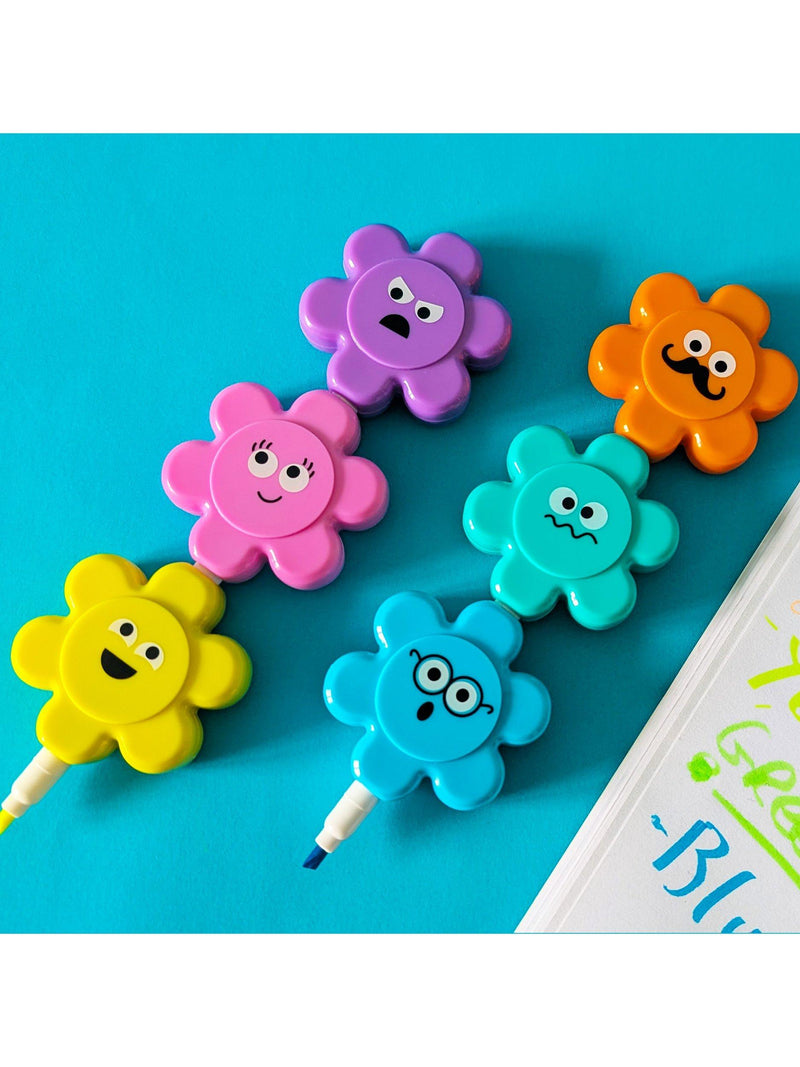 Tinc flower stacking highlighter pens set of 6 (British brand)