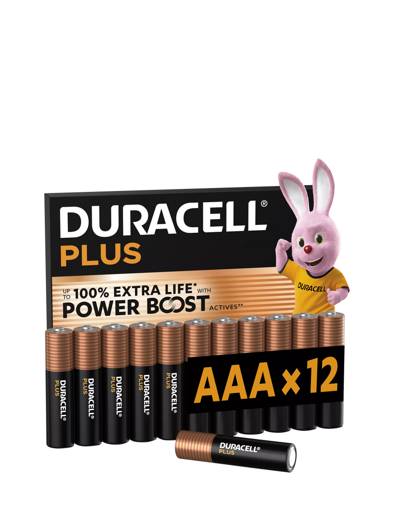 Duracell Plus AAA batteries 12 pack (British brand)