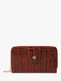 Osprey London Carla zipped purse chocolate croc leather, imported from the UK