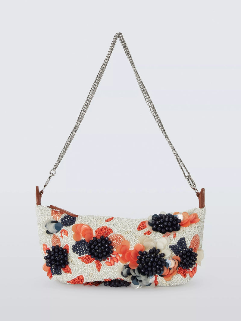 John Lewis beaded shoulder bag with beaded florals - British product
