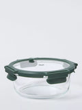 John Lewis X Deliciously Ella round green glass storage container 970ml - British product