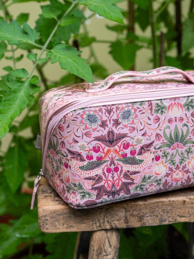 William Morris At Home Strawberry Thief lay flat wash bag UK version