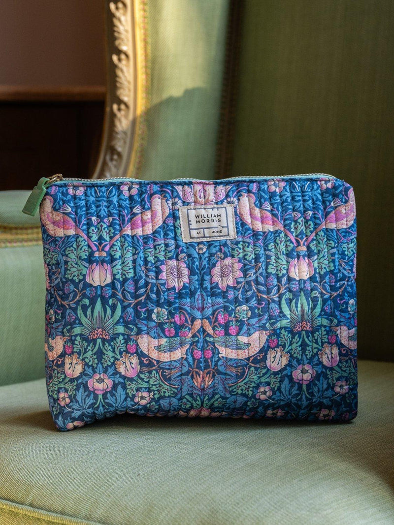 William Morris At Home Strawberry Thief quilted wash bag, UK version