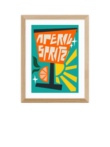 John Lewis EAST END PRINTS Natalie Cass 'Aperol Spritz Blue' Framed Wall Art Print, 43.4 x 33.4cm, Oak Frame- Buy online at McGrocer