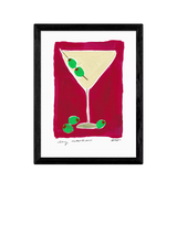 John Lewis EAST END PRINTS Natalie Cass 'Dry Martini Cocktail' Framed Print, 43.4 x 33.4cm, Black Frame- Buy online at McGrocer