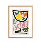 John Lewis East End Prints Natalie Cass 'Gin O'Clock' Framed Print, Oak Frame, 43.4 x 33.4cm- Buy online at McGrocer