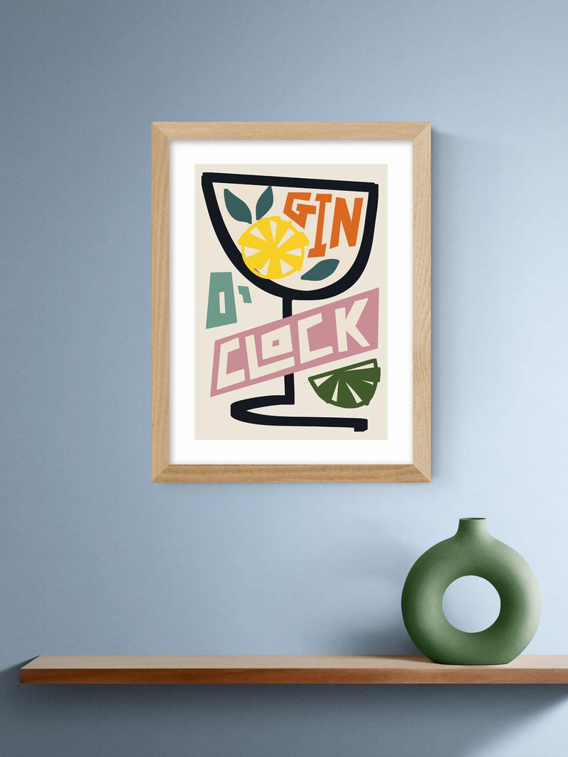 East End Prints Gin O'Clock framed print 43.4x33.4cm, imported from the UK