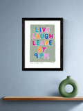 EAST END PRINTS framed print Live Laugh Leave by 9PM 43.4x33.4cm, UK version