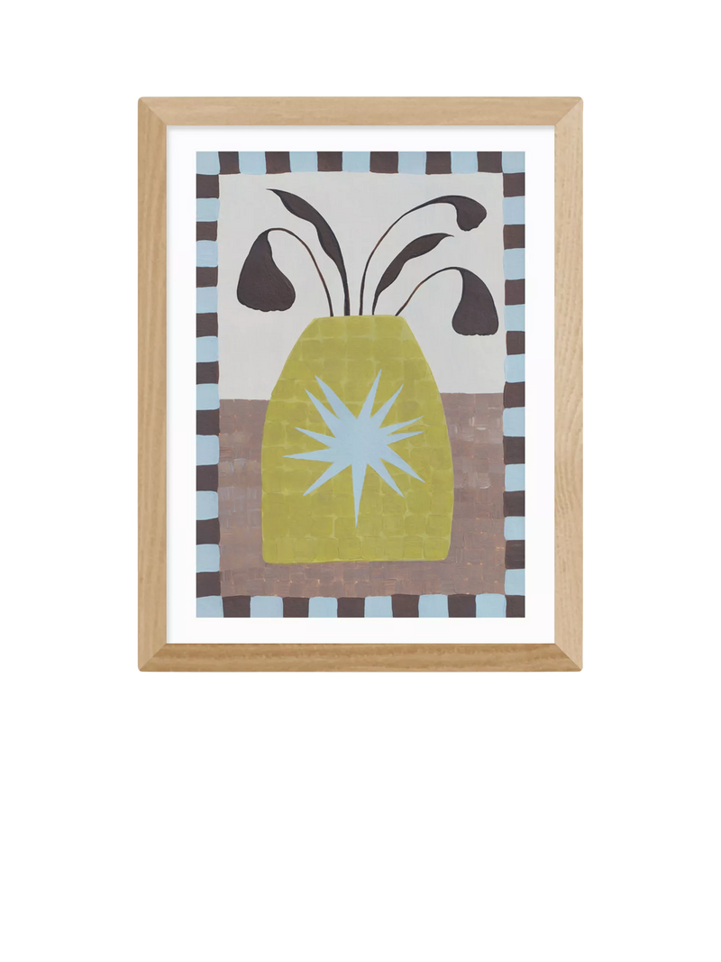 East End Prints Star Vase framed print 43.4x33.4cm oak (British brand)