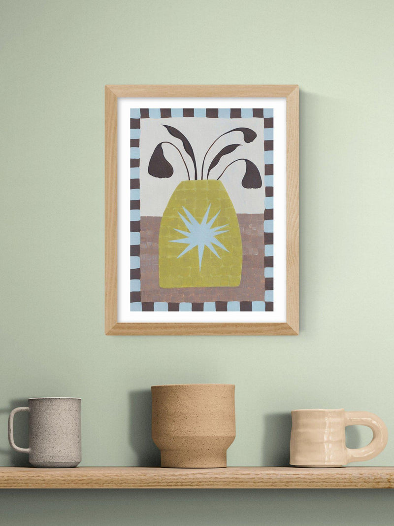 East End Prints Star Vase framed print 43.4x33.4cm oak (British brand)
