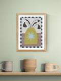 East End Prints Star Vase framed print 43.4x33.4cm oak (British brand)