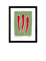 John Lewis EAST END PRINTS Natalie Cass 'Three Chillis' Framed Print, Black Frame, 43.4 x 33.4cm- Buy online at McGrocer