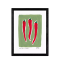 East End Prints Three Chillis framed print by Natalie Cass, black frame - British product