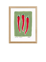 John Lewis EAST END PRINTS Natalie Cass 'Three Chillis' Framed Print, 43.4 x 33.4cm, Oak Frame- Buy online at McGrocer
