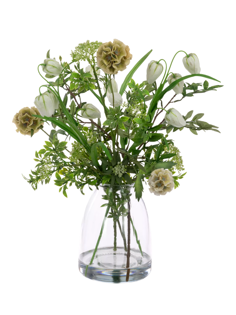 Floralsilk artificial scabiosa foliage arrangement 50cm, UK version