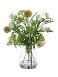Floralsilk artificial scabiosa foliage arrangement 50cm, UK version