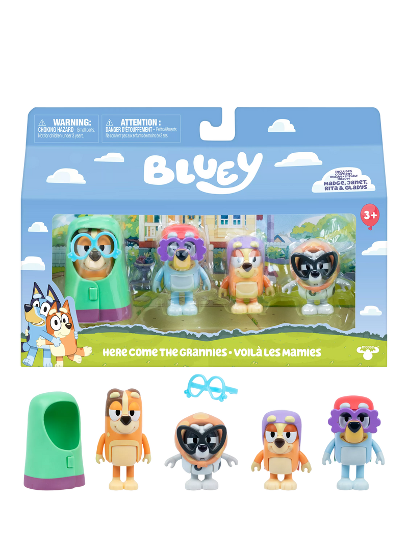 Bluey Grannies action figures 4 pack 2.5-3 inch, UK version