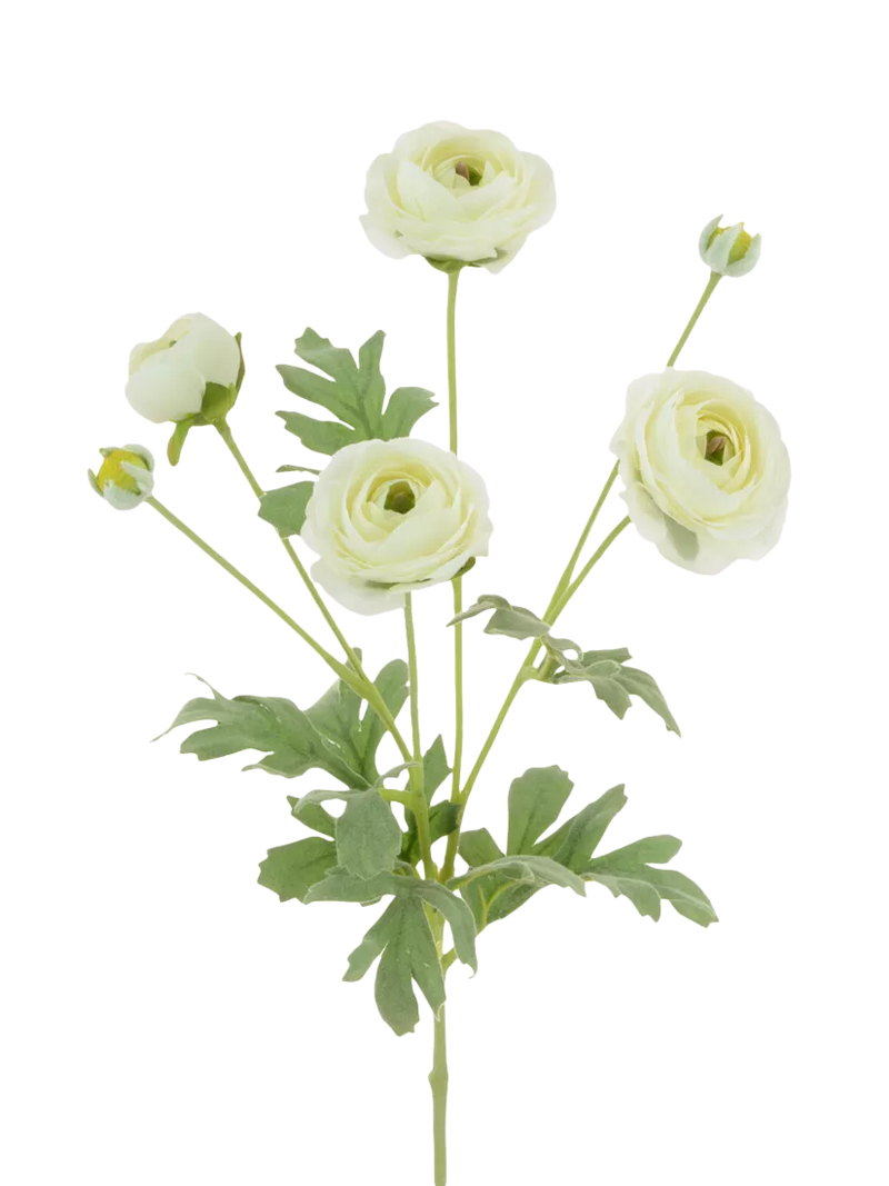 Floralsilk artificial ranunculus stem white 66cm, UK version