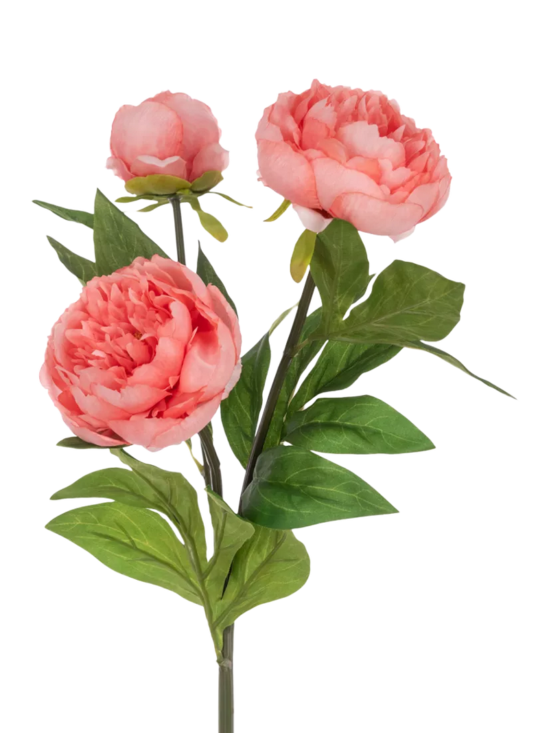 Floralsilk peach artificial peony spray 76cm, UK version
