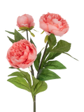 Floralsilk peach artificial peony spray 76cm, UK version
