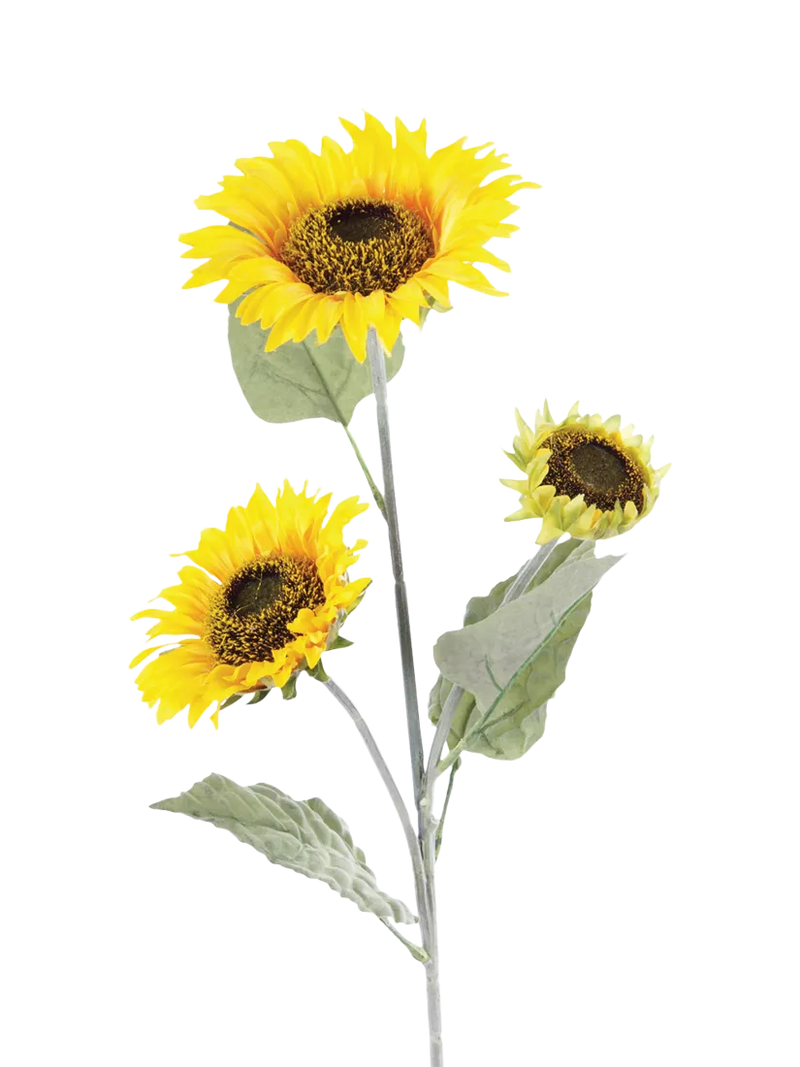 Floralsilk artificial sunflower spray yellow 92cm, imported from the UK