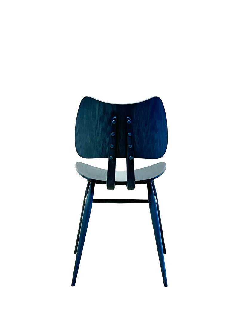 ercol Butterfly dining chair Ink Blue ash wood, UK version
