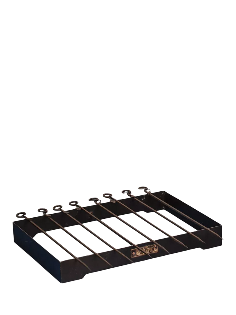 Kadai steel BBQ skewers and rack set 8 piece, imported from the UK
