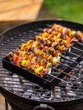 Kadai steel BBQ skewers and rack set 8 piece, imported from the UK