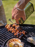Kadai steel BBQ skewers and rack set 8 piece, imported from the UK