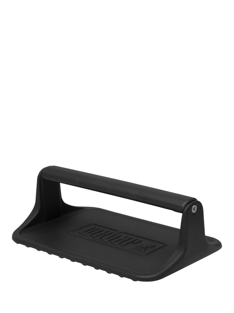 Weber cast iron BBQ griddle press, imported from the UK
